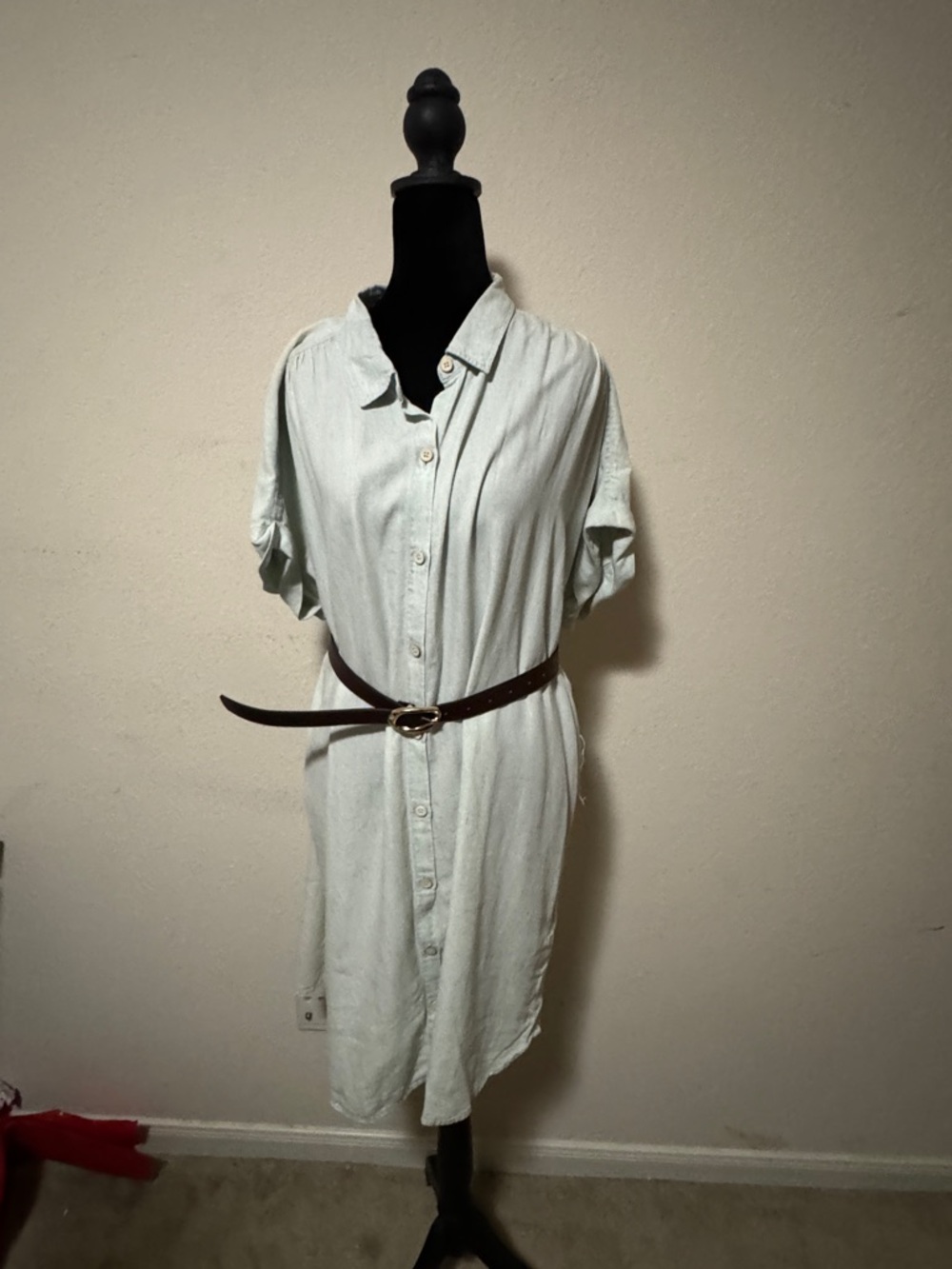 Faherty Breeze Lyocell Linen Shirt Dress Icy Blue Oversized Sz XL NWOT - Picture 2 of 10